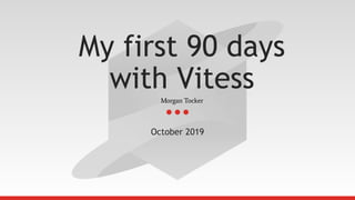 My first 90 days
with Vitess
October 2019
Morgan Tocker
 