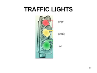 TRAFFIC LIGHTS
         STOP




         READY




          GO




                 31
 