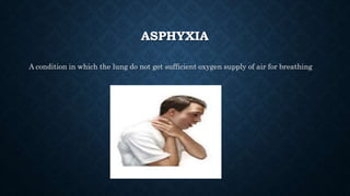 ASPHYXIA
A condition in which the lung do not get sufficient oxygen supply of air for breathing
 