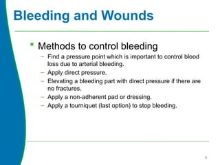 FirstAid training and cpr methods like wounds treatment | PPTX