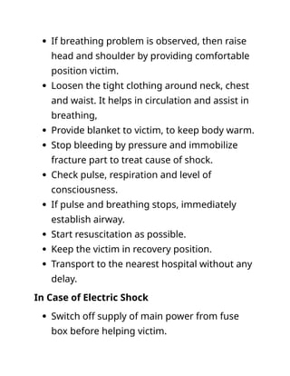 first aid and emergencies, wounds shock hemorrhage | DOCX