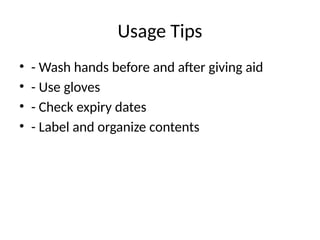 First aid box presentation for basic need | PPTX