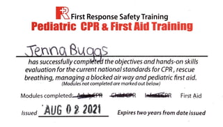 First aid certification