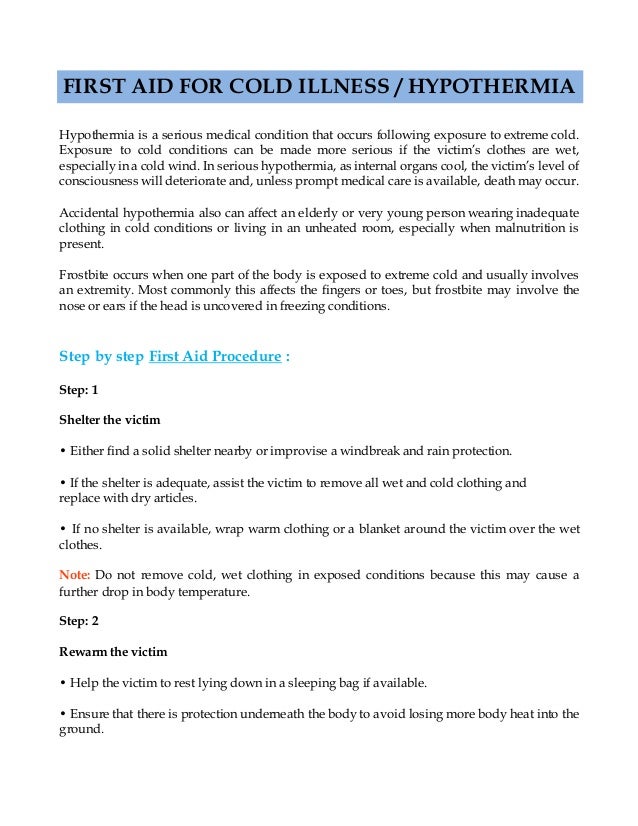 First Aid For Cold illness Hypothermia WHS First Aid Kits