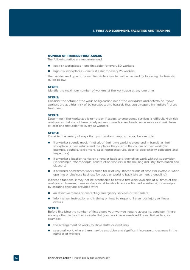 First Aid in the Workplace Code of Practice