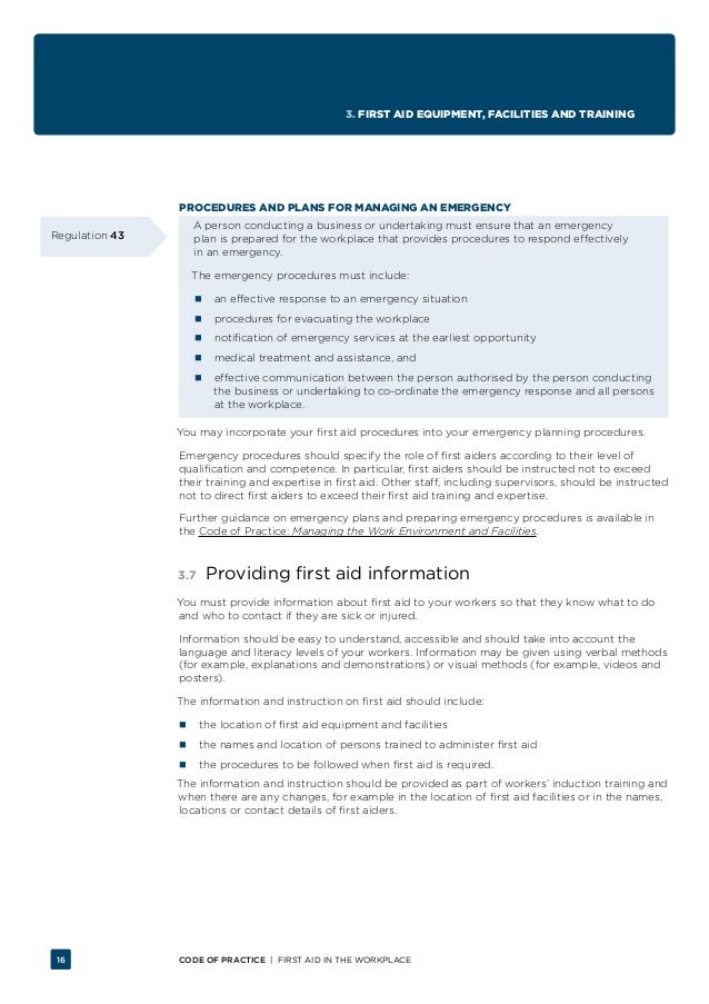 First Aid in the Workplace Code of Practice