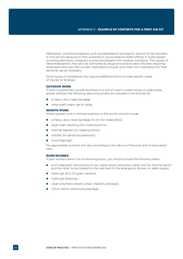 First Aid in the Workplace Code of Practice