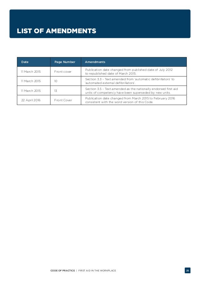 First Aid in the Workplace Code of Practice