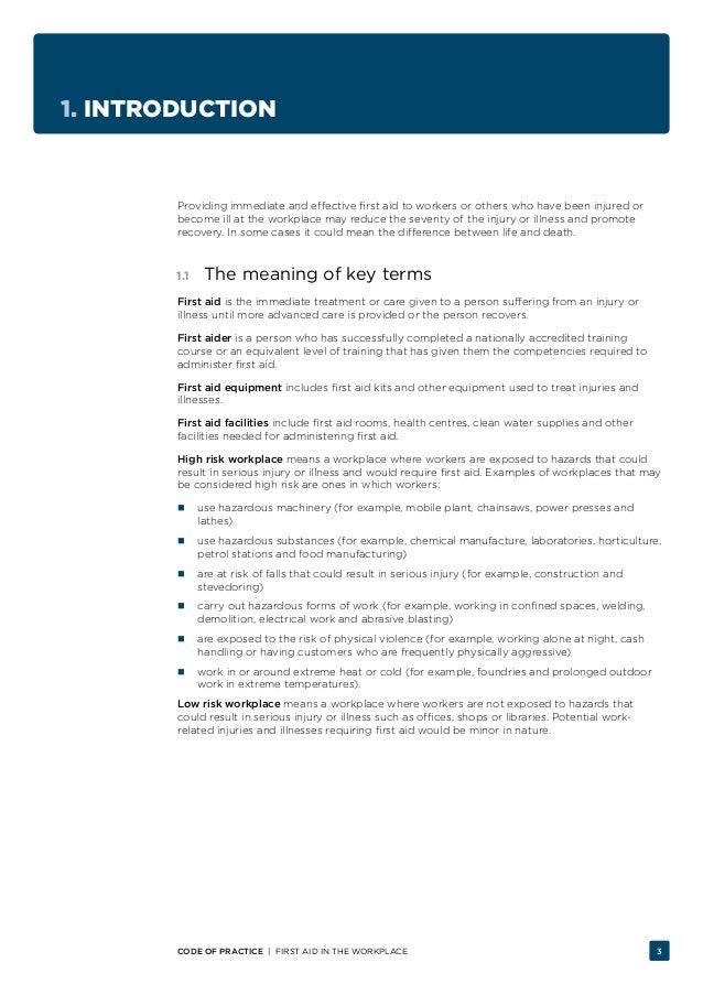 First Aid in the Workplace Code of Practice