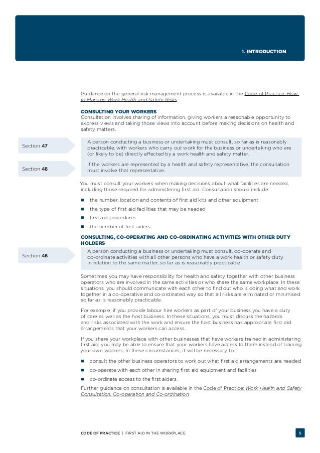 First Aid in the Workplace Code of Practice