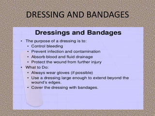 DRESSING AND BANDAGES
 
