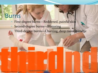 Burns
• First-degree burns—Reddened, painful skin
• Second-degree burns—Blistering
• Third-degree burns—Charring, deep tissue damage
© Business & Legal Reports, Inc. 1110
vijayakumarblathur@gmail.com
 