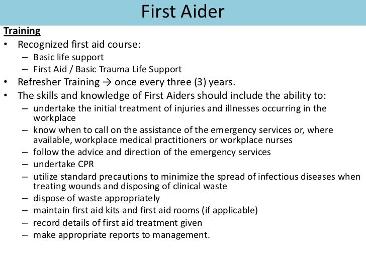First aid services and practice