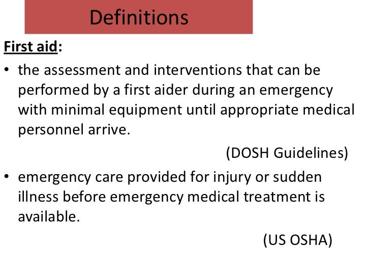 First aid services and practice