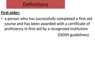 First Aid Proficiency First aid services and practice | PPTX