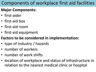 First Aid Implementation First aid services and practice | PPTX