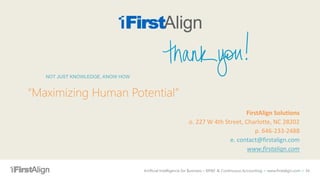 Artificial Intelligence for Business – BP&F & Continuous Accounting ~ www.firstalign.com ~ 34
FirstAlign Solutions
o. 227 ...