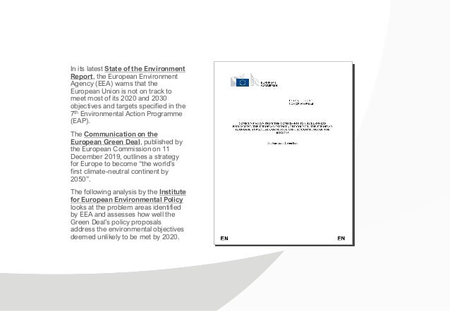 In its latest State of the Environment
Report, the European Environment
Agency (EEA) warns that the
European Union is not ...