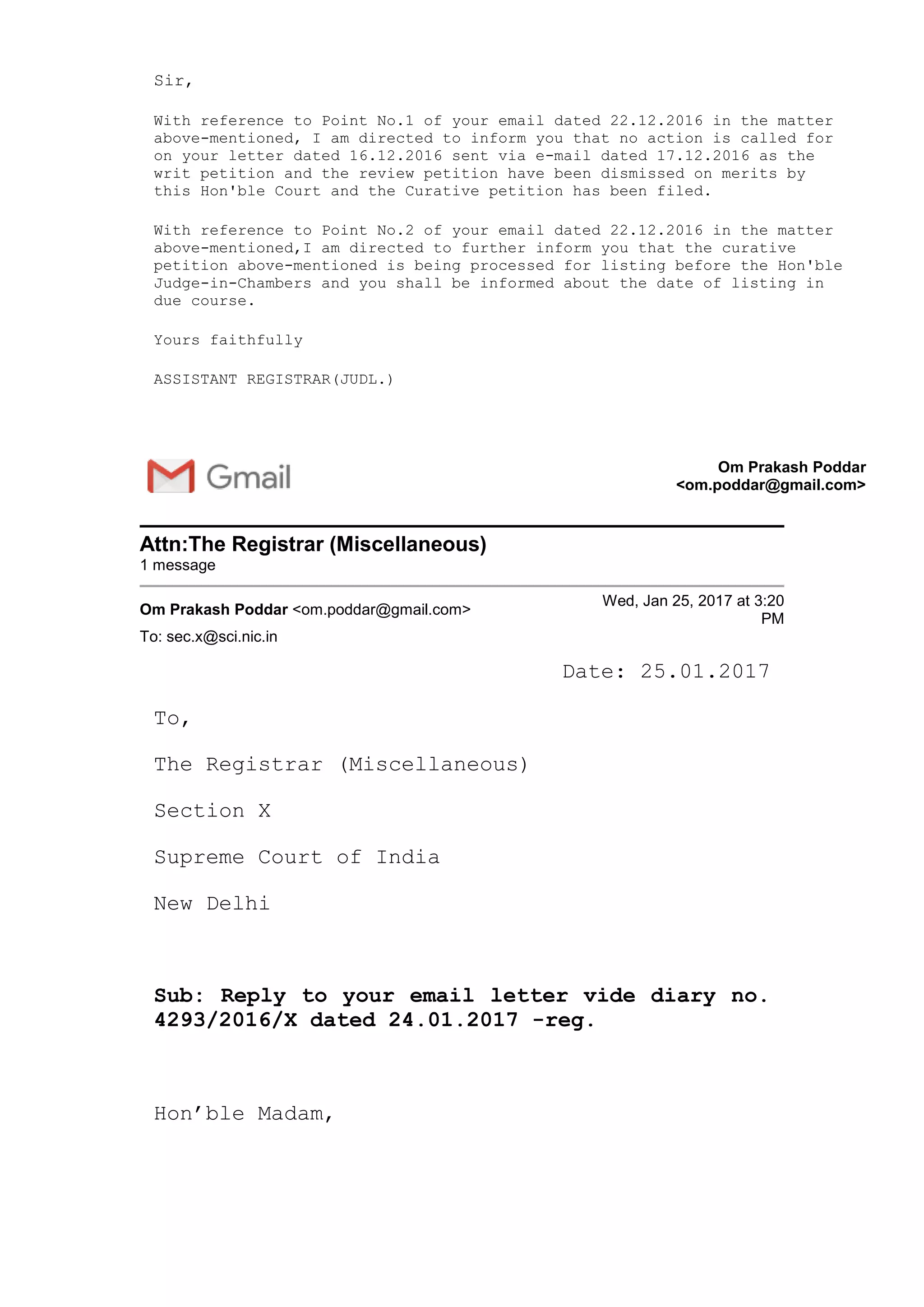 Registration Writ First appeal under RTI Act 2005 against Registrar (J-I) Supreme Court ...