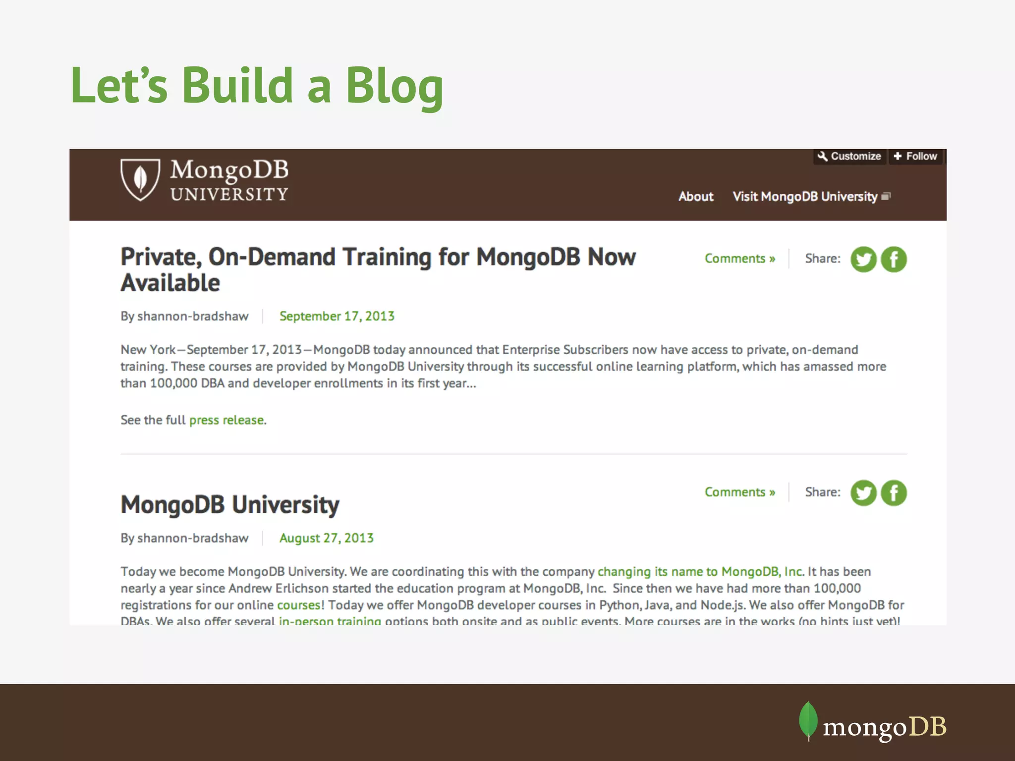 Let’s Build a Blog 
 