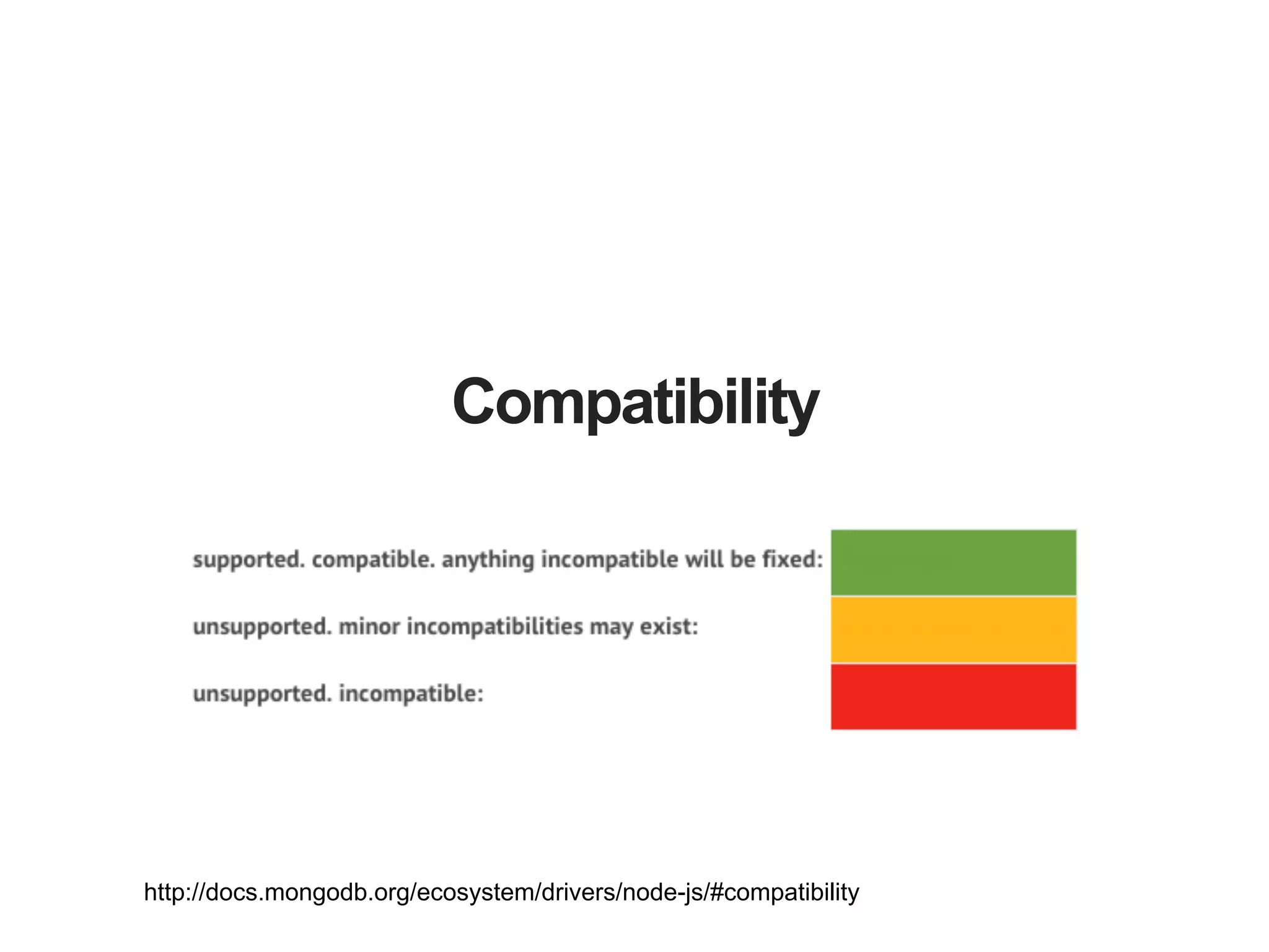 Compatibility http://docs.mongodb.org/ecosystem/drivers/node-js/#compatibility 