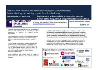 Next event - 26th March - First ark   making exisiting homes fitter for the future