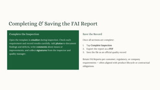First Article Inspection (FAI) with eAuditor Audits and inspections | PDF