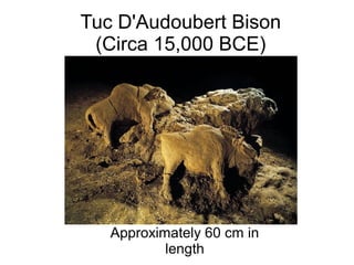 Tuc D'Audoubert Bison
(Circa 15,000 BCE)
Approximately 60 cm in
length
 