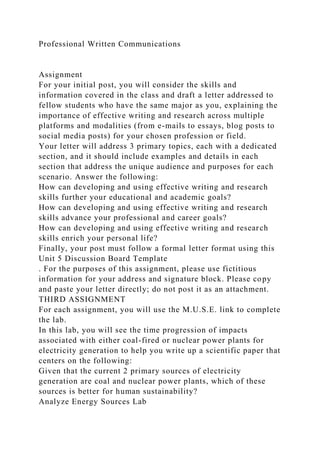 FIRST ASSIGNMENTProfessional Written CommunicationsFor this .docx