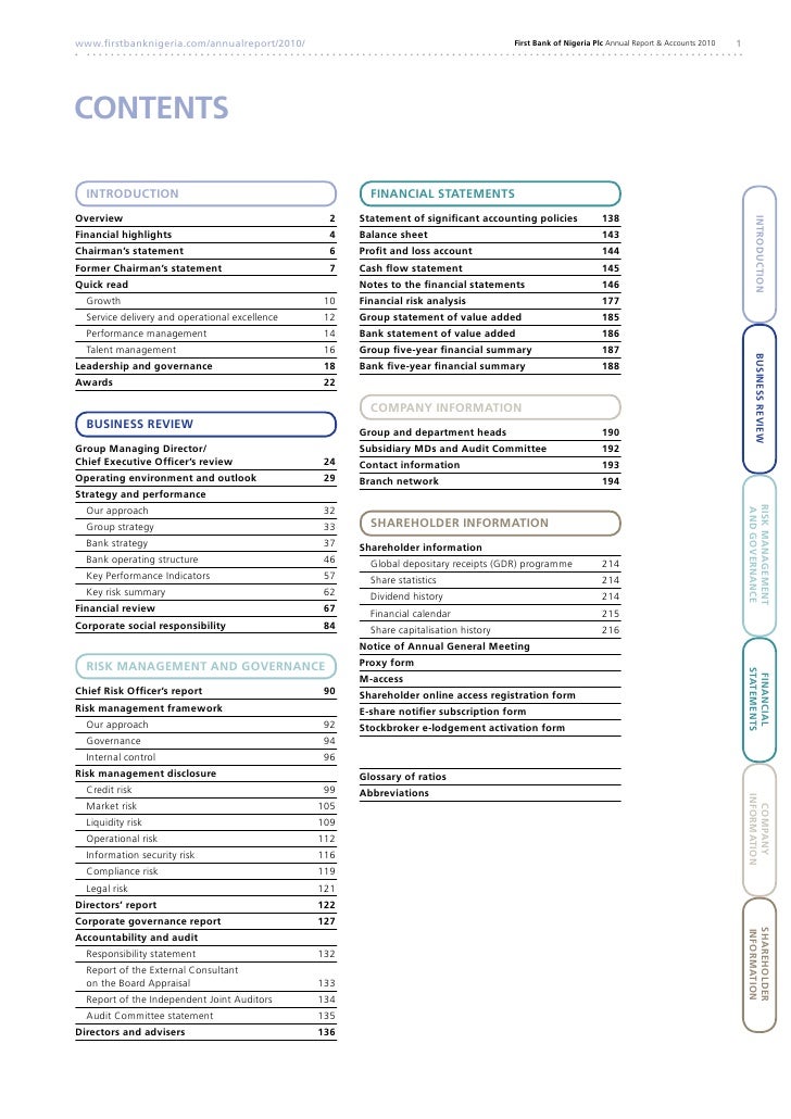 Firstbank Nigeria Annual Report Accounts 2010