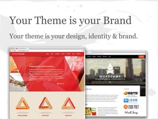 Your Theme is your Brand
Your theme is your design, identity & brand.
 