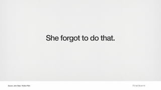 She forgot to do that.
Rodney
King
Distrust
of LAPD
Domestic
Violence
Personal
Connection
with Jury
Involving
Jury
Personally
Engaging
the Jury
Source: John Steel, Perfect Pitch
 