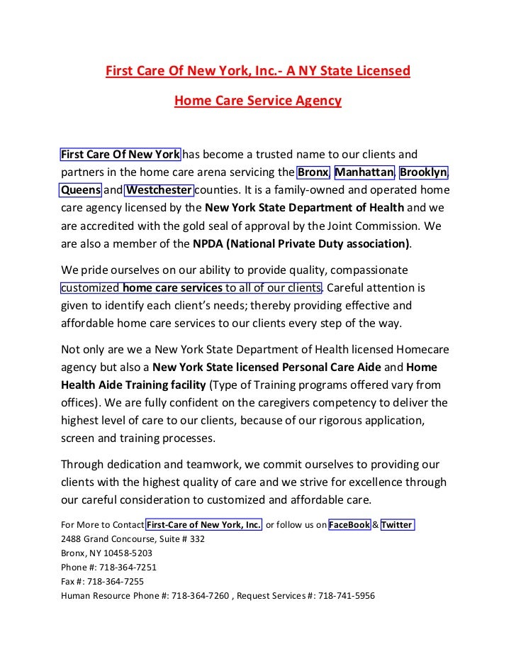 New York State Licensed Home Care Agencies