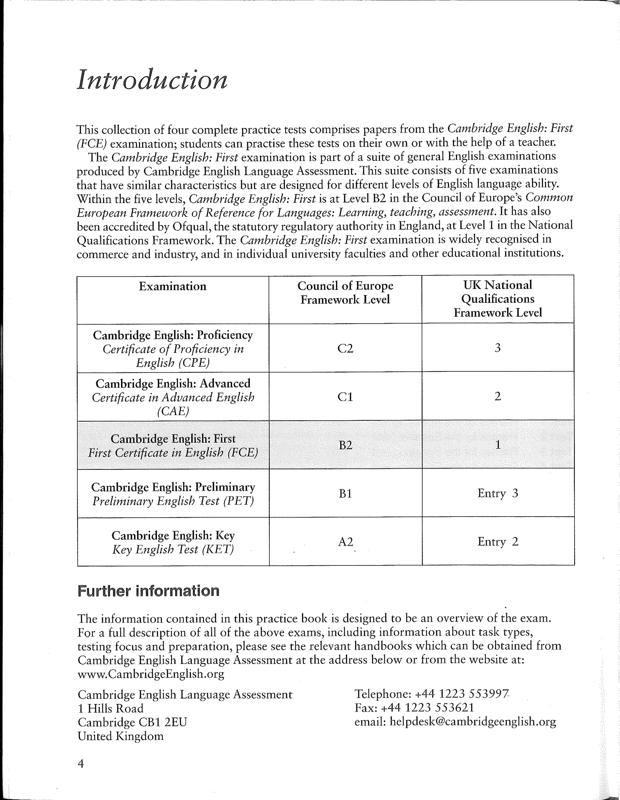 First certificate english 1 cambridge revised exam from 2015