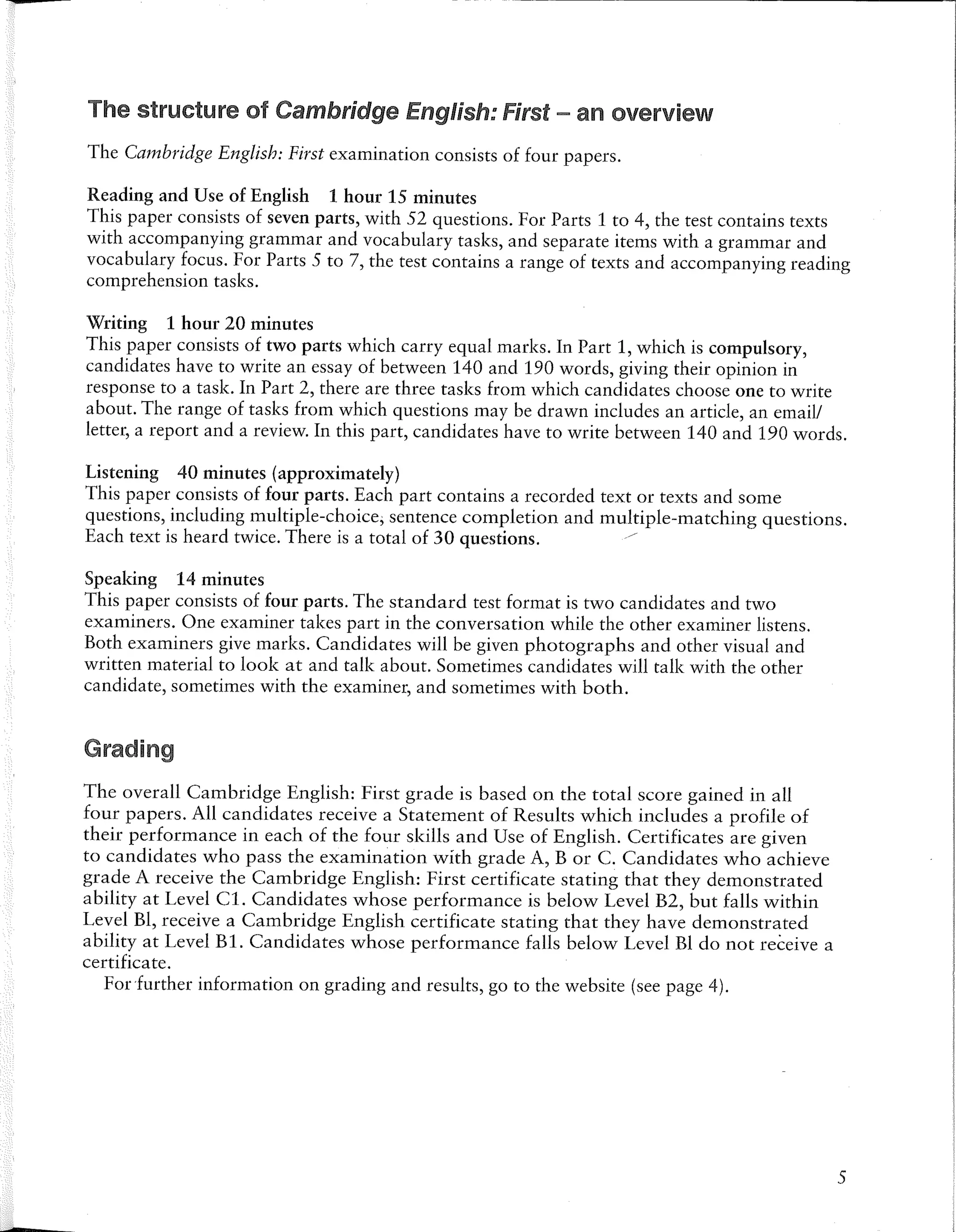 First certificate english 1 cambridge revised exam from 2015