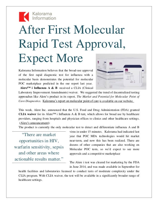 First CLIA Waiver in Molecular Point of Care: Expect More