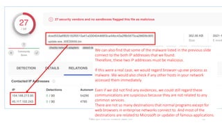 Practice Exercise
Netstat - connections
• aa
Copyright Internet Initiative Japan Inc. 53
We can also find that some of the malware listed in the previous slide
connect to the both IP addresses that we found.
Therefore, these two IP addresses must be malicious.
If this were a real case, we would regard browser-up.exe process as
malware. We would also check if any other hosts in your network
accessed them immediately.
Even if we did not find any evidences, we could still regard these
communications are suspicious because they are not related to any
common services.
There are not so many destinations that normal programs except for
web browsers in enterprise networks connect to. And most of the
destinations are related to Microsoft or updater of famous applications.
 