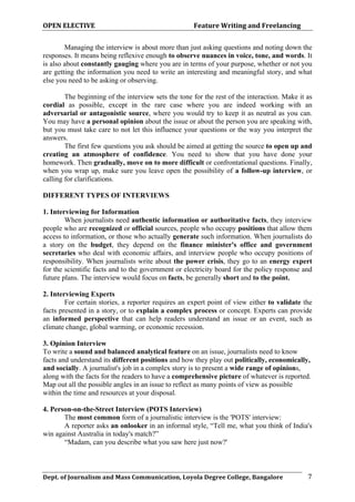 Journalism notes on: Feature Writing and Freelancing, which will ...