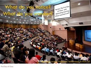 First Day of Class
1
What do you notice?
What do you wonder?
That Huge Lecture Theatre by teddy-rised on flickr CC
 