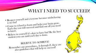 WHAT I NEED TO SUCCEED!
 