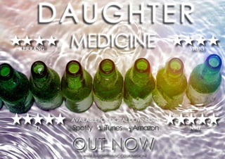 DAUGHTER
KERRANG

MEDICINE

MOJO

AVAILABLE FOR DIGITAL DOWNLOAD

Q

Spotify

iTunes

Amazon

OUT NOW
WWW.DAUGHTERMUSIC.CO.UK/MEDICINE

NME

 