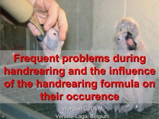 Frequent problems during
handrearing and the influence
of the handrearing formula on
        their occurence
           Werquin G. DVM
         Versele-Laga, Belgium
 