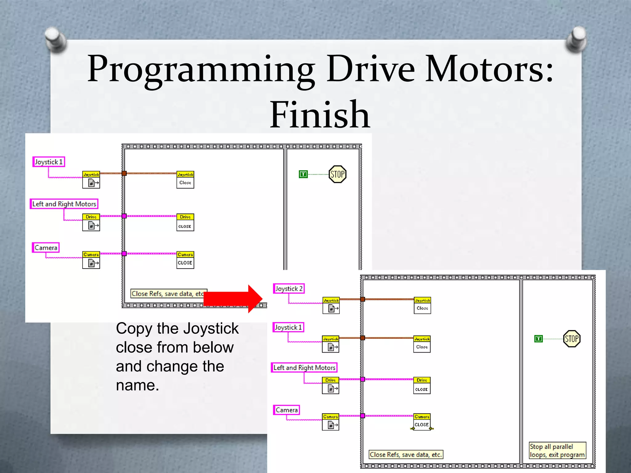 Programming Drive Motors:
Finish

Copy the Joystick
close from below
and change the
name.

 