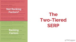 @THCapper
The
Two-Tiered
SERP
@THCapper
Ranking
Factors
Not Ranking
Factors?
 