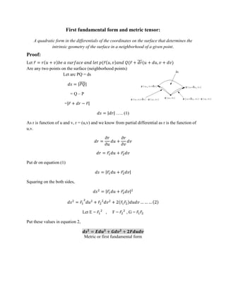 First fundamental form and metric tensor | PDF | Physics | Science