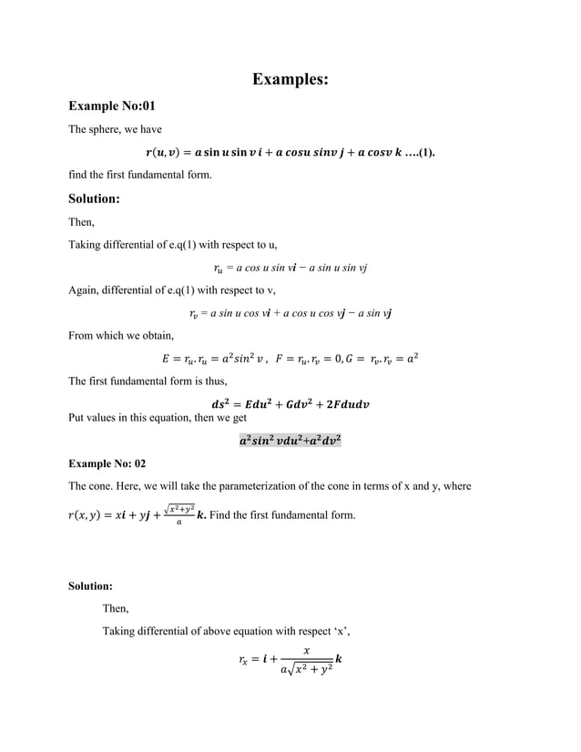 First Fundamental Form And Metric Tensor PDF Physics Science First fundamental form and metric tensor pdf physics science