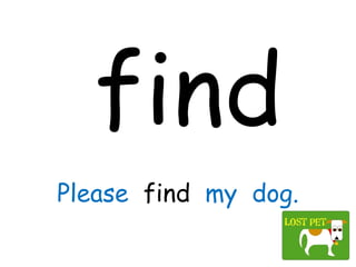 find
Please find my dog.
 