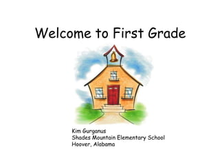 Welcome to First Grade
Kim Gurganus
Shades Mountain Elementary School
Hoover, Alabama
 