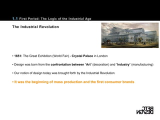 <ul><li>•  1851:  The Great Exhibition (World Fair) -  Crystal Palace  in London </li></ul><ul><li>Design was born from th...