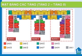 MẶT BẰNG CÁC TẦNG (TẦNG 2 – TẦNG 8)
BLOCK 1 BLOCK 2 BLOCK 3
 